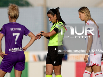 UEFA appoints match referee Sofik Torosyan, who reacts prior to the UEFA Women's Champions League First qualifying round, Semi-finals CP-Gro...