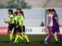 In Ta' Qali, Malta, on September 04, 2024, UEFA appoints match referee Sofik Torosyan (L) to lead her two assistant referees Kristine Grigor...