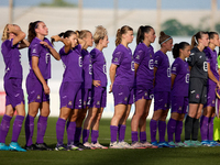 Anderlecht players stand prior to the UEFA Women's Champions League First qualifying round, Semi-finals CP-Group 4 soccer match between Ande...