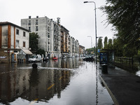 A view of roads and cars submerged during the storm and flooding of Ponte Lambro in Milan, Italy, on September 5, 2024 (