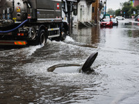 A view of roads and cars submerged during the storm and flooding of Ponte Lambro in Milan, Italy, on September 5, 2024 (