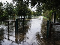 A view of roads and cars submerged during the storm and flooding of Ponte Lambro in Milan, Italy, on September 5, 2024 (