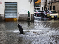 A view of roads and cars submerged during the storm and flooding of Ponte Lambro in Milan, Italy, on September 5, 2024 (