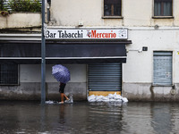 A view of roads and cars submerged during the storm and flooding of Ponte Lambro in Milan, Italy, on September 5, 2024 (