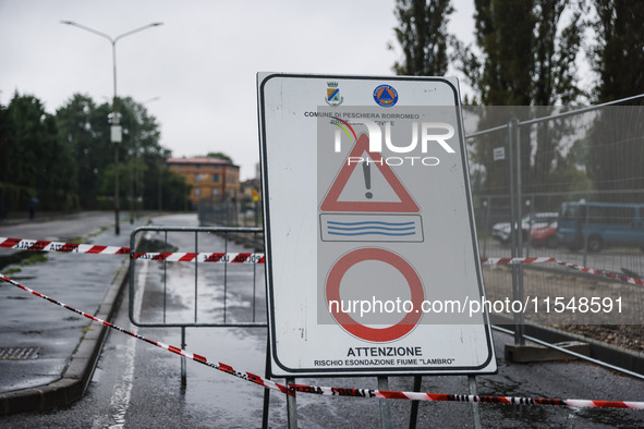 A view of roads and cars submerged during the storm and flooding of Ponte Lambro in Milan, Italy, on September 5, 2024 