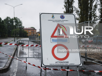 A view of roads and cars submerged during the storm and flooding of Ponte Lambro in Milan, Italy, on September 5, 2024 (