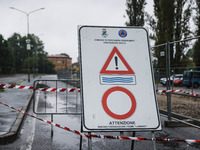 A view of roads and cars submerged during the storm and flooding of Ponte Lambro in Milan, Italy, on September 5, 2024 (