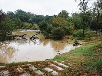 A view of roads and cars submerged during the storm and flooding of Ponte Lambro in Milan, Italy, on September 5, 2024 (