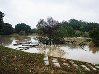 A view of roads and cars submerged during the storm and flooding of Ponte Lambro in Milan, Italy, on September 5, 2024 (