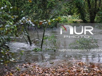 A view of roads and cars submerged during the storm and flooding of Ponte Lambro in Milan, Italy, on September 5, 2024 (