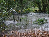 A view of roads and cars submerged during the storm and flooding of Ponte Lambro in Milan, Italy, on September 5, 2024 (