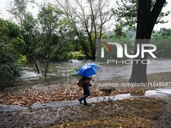 A view of roads and cars submerged during the storm and flooding of Ponte Lambro in Milan, Italy, on September 5, 2024 (