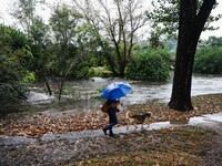 A view of roads and cars submerged during the storm and flooding of Ponte Lambro in Milan, Italy, on September 5, 2024 (