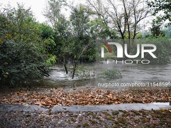 A view of roads and cars submerged during the storm and flooding of Ponte Lambro in Milan, Italy, on September 5, 2024 (