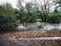 A view of roads and cars submerged during the storm and flooding of Ponte Lambro in Milan, Italy, on September 5, 2024 (