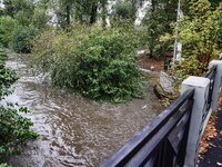 A view of roads and cars submerged during the storm and flooding of Ponte Lambro in Milan, Italy, on September 5, 2024 (