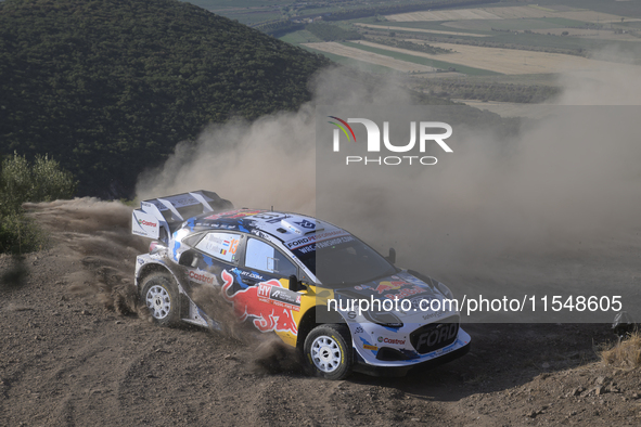 Driver Gregoire Munster and co-driver Louis Louka of the team M-Sport Ford World Rally Team Ford Puma Rally1 Hybrid face shakedown during th...