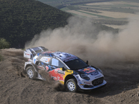 Driver Gregoire Munster and co-driver Louis Louka of the team M-Sport Ford World Rally Team Ford Puma Rally1 Hybrid face shakedown during th...