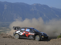 Driver Sebastien Ogier and co-driver Vincent Landais of the team Toyota Gazoo Racing WRT, Toyota GR Yaris Rally1 Hybrid, face shakedown duri...