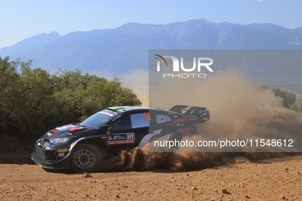 Driver Elfyn Evans and co-driver Scott Martin of the team Toyota Gazoo Racing WRT, Toyota GR Yaris Rally1 Hybrid, face shakedown during FIA...