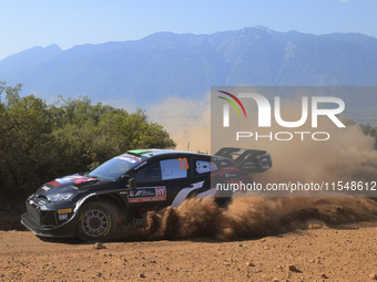 Driver Elfyn Evans and co-driver Scott Martin of the team Toyota Gazoo Racing WRT, Toyota GR Yaris Rally1 Hybrid, face shakedown during FIA...