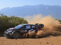 Driver Elfyn Evans and co-driver Scott Martin of the team Toyota Gazoo Racing WRT, Toyota GR Yaris Rally1 Hybrid, face shakedown during FIA...