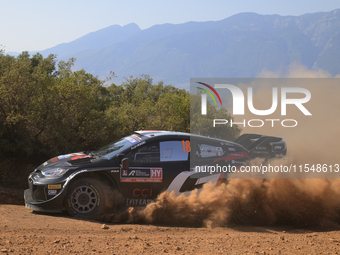 The driver Takamoto Katsuta and co-driver Aaron Johnston of Team Toyota Gazoo Racing WRT, Toyota GR Yaris Rally1 Hybrid, face shakedown duri...