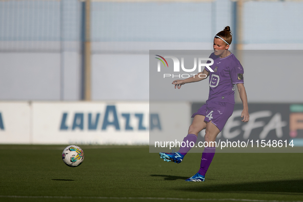 Laura Deloose of Anderlecht is in action during the UEFA Women's Champions League First qualifying round, Semi-finals CP-Group 4 soccer matc...