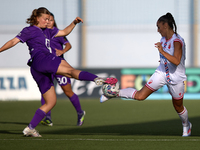 Senna Koeleman of Anderlecht competes for the ball with Nina Matejic of Crvena Zvezda during the UEFA Women's Champions League First qualify...