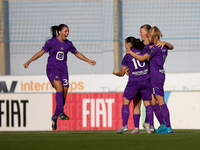 Stefania Vatafu (3rd R) of Anderlecht reacts after scoring the 1-0 goal for her team during the UEFA Women's Champions League First qualifyi...