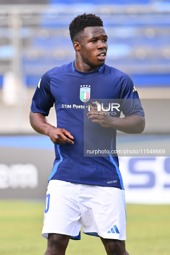 Wilfried Gnonto (ITA) during the UEFA U21 Euro 2025 Qualifier match between Italy and San Marino at the Domenico Francioni Stadium in Latina...