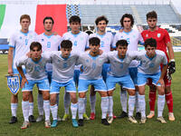 San Marino U21 players pose for a team photo during the UEFA U21 Euro 2025 Qualifier match between Italy and San Marino at the Domenico Fran...