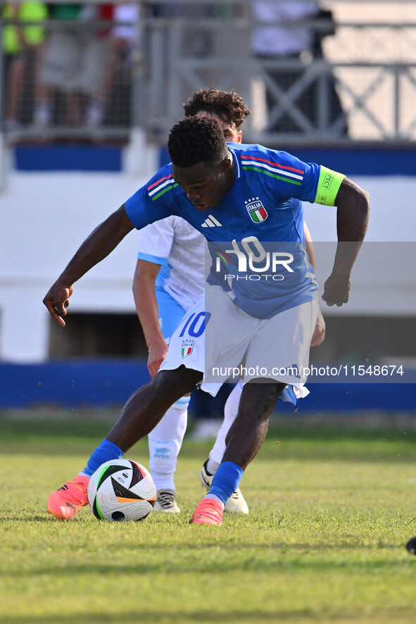 Wilfried Gnonto (ITA) during the UEFA U21 Euro 2025 Qualifier match between Italy and San Marino at the Domenico Francioni Stadium in Latina...