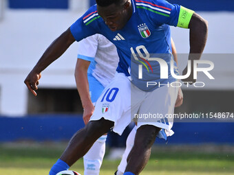 Wilfried Gnonto (ITA) during the UEFA U21 Euro 2025 Qualifier match between Italy and San Marino at the Domenico Francioni Stadium in Latina...