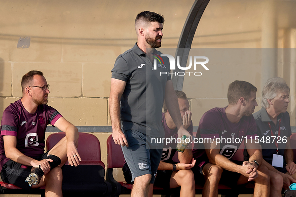 Dennis Moerman, head coach of Anderlecht, gestures during the UEFA Women's Champions League First qualifying round, Semi-finals CP-Group 4 s...