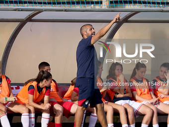 Bojan Macesic, head coach of Crvena Zvezda, reacts during the UEFA Women's Champions League First qualifying round, Semi-finals CP-Group 4 s...