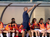 Bojan Macesic, head coach of Crvena Zvezda, reacts during the UEFA Women's Champions League First qualifying round, Semi-finals CP-Group 4 s...