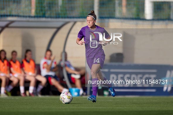 Laura Deloose of Anderlecht is in action during the UEFA Women's Champions League First qualifying round, Semi-finals CP-Group 4 soccer matc...