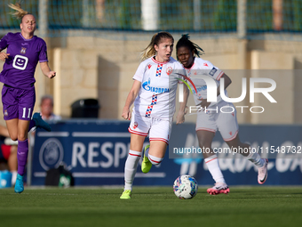 Dajana Spasojevic of Crvena Zvezda is in action during the UEFA Women's Champions League First qualifying round, Semi-finals CP-Group 4 socc...