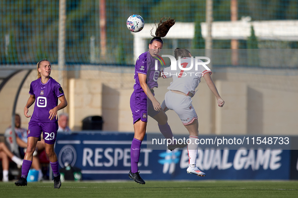 Silke Vanwynsberghe of Anderlecht is in action during the UEFA Women's Champions League First qualifying round, Semi-finals CP-Group 4 socce...