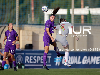 Silke Vanwynsberghe of Anderlecht is in action during the UEFA Women's Champions League First qualifying round, Semi-finals CP-Group 4 socce...