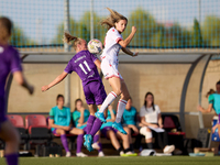 Sofija Sremcevic of Crvena Zvezda competes for the ball with Sarah Wijnants of Anderlecht during the UEFA Women's Champions League First qua...