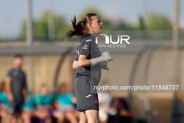 Aude Waldbillig, goalkeeper of Anderlecht, is in action during the UEFA Women's Champions League First qualifying round, Semi-finals CP-Grou...