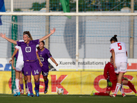 Laura Deloose of Anderlecht reacts in celebration after scoring the 2-0 goal during the UEFA Women's Champions League First qualifying round...