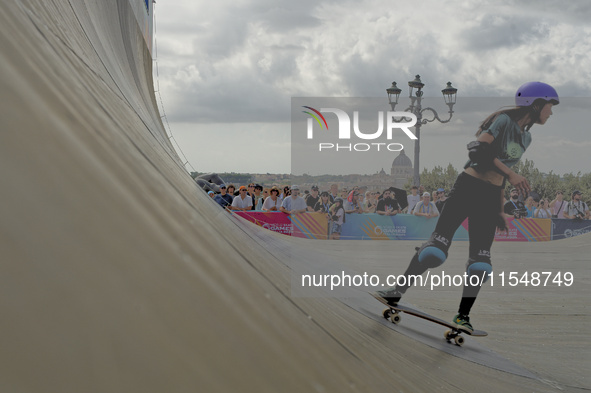 Nose Kokoro of Japan performs during women's qualification for the Finals World Skate Games 2024 in Rome, Italy, on September 5, 2024. 