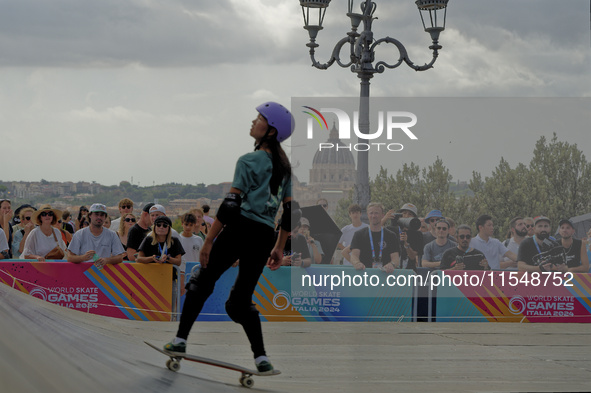 Nose Kokoro of Japan performs during women's qualification for the Finals World Skate Games 2024 in Rome, Italy, on September 5, 2024. 