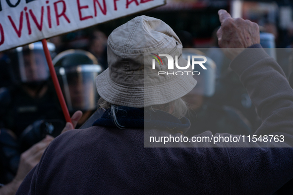 Retirees, social organizations, and unions mobilize in front of the National Congress of the Republic of Argentina in Buenos Aires, Argentin...