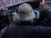 Retirees, social organizations, and unions mobilize in front of the National Congress of the Republic of Argentina in Buenos Aires, Argentin...