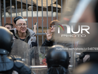 Retirees, social organizations, and unions mobilize in front of the National Congress of the Republic of Argentina in Buenos Aires, Argentin...