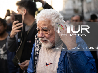 Retirees, social organizations, and unions mobilize in front of the National Congress of the Republic of Argentina in Buenos Aires, Argentin...